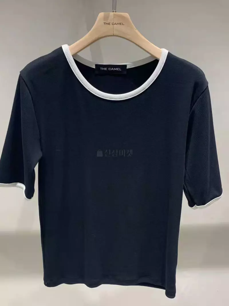 Thecamel - Korean Women Fashion - #momslook - Coloring U-neck Tee - 2