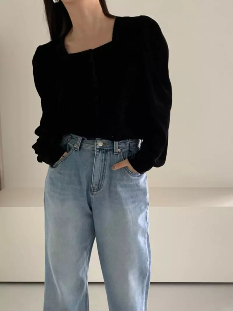 Thecamel - Korean Women Fashion - #momslook - Velvet Blouse