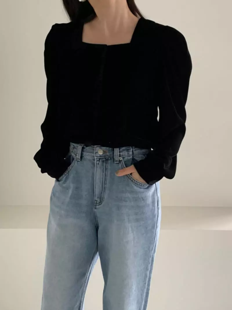 Thecamel - Korean Women Fashion - #vintageinspired - Velvet Blouse - 3