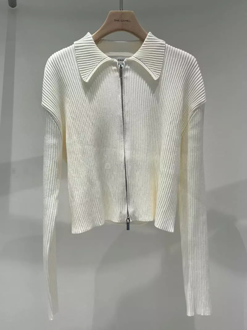Thecamel - Korean Women Fashion - #womensfashion - Two Way Zipper Collar Cardigan - 2