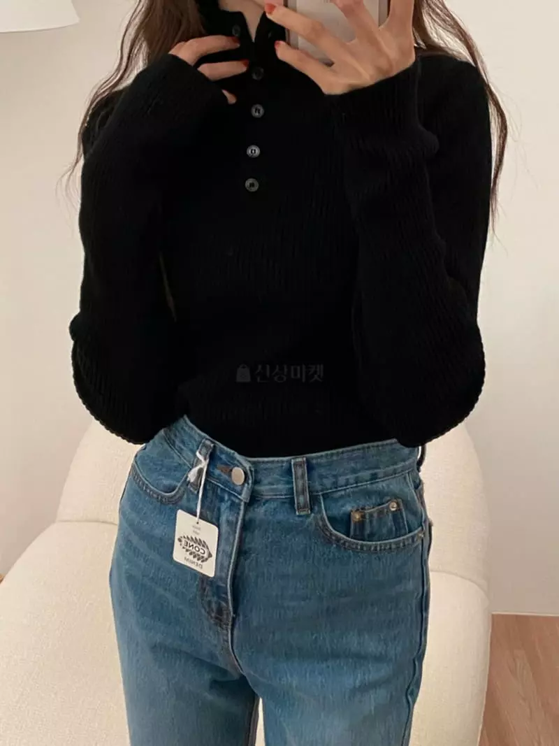 Tizzi - Korean Women Fashion - #momslook - Button Collar Tee - 3