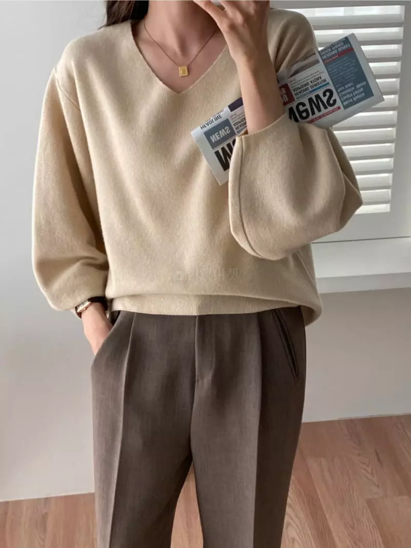 Tizzi - Korean Women Fashion - #thelittlethings - Cash Balloon Knit Tee - 2