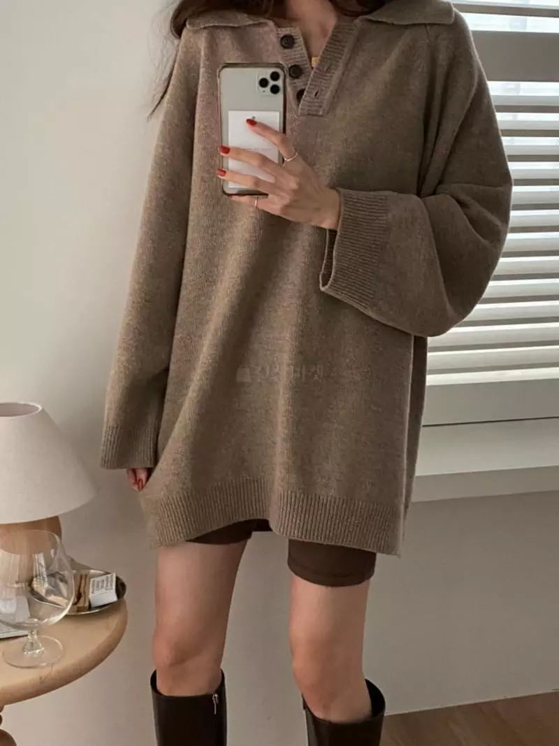 Tizzi - Korean Women Fashion - #vintageinspired - Muffin Knit Tee - 2