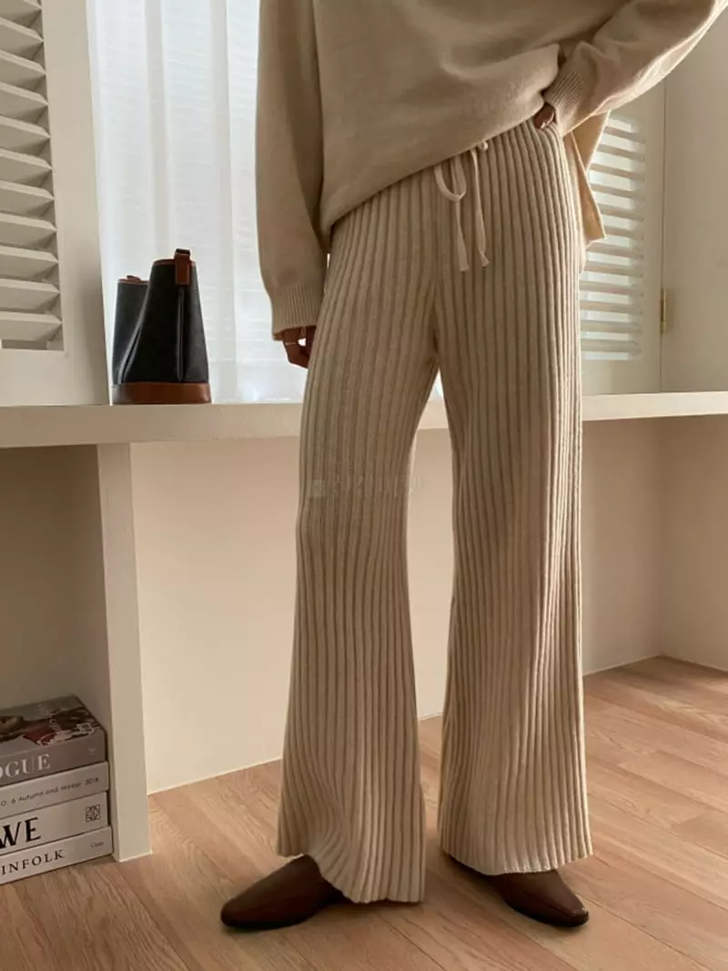 Tizzi - Korean Women Fashion - #womensfashion - Rib Pants - 2