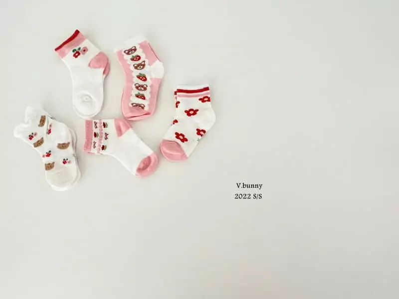 V Bunny - Korean Children Fashion - #Kfashion4kids - Strawberry Socks [set of 5] - 6