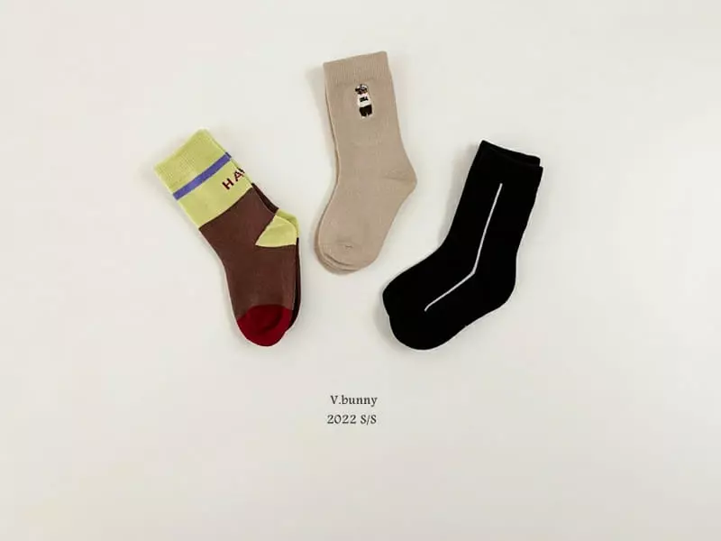 V Bunny - Korean Children Fashion - #Kfashion4kids - Teddy Socks [set of 3] - 2