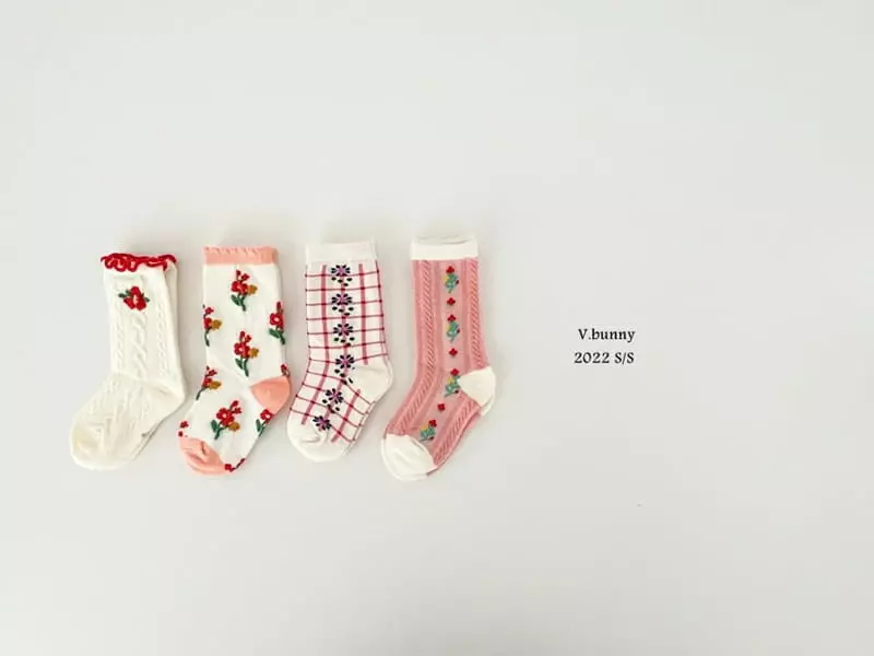 V Bunny - Korean Children Fashion - #childofig - Lisian Socks [set of 4] - 7