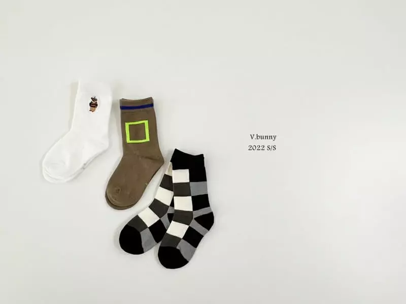 V Bunny - Korean Children Fashion - #childofig - Teddy Socks [set of 3] - 7
