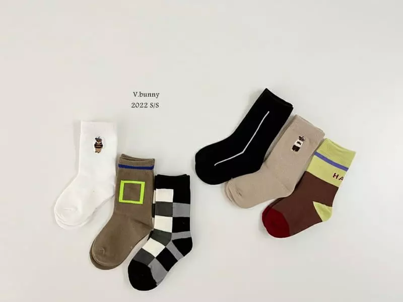 V Bunny - Korean Children Fashion - #childrensboutique - Teddy Socks [set of 3] - 9