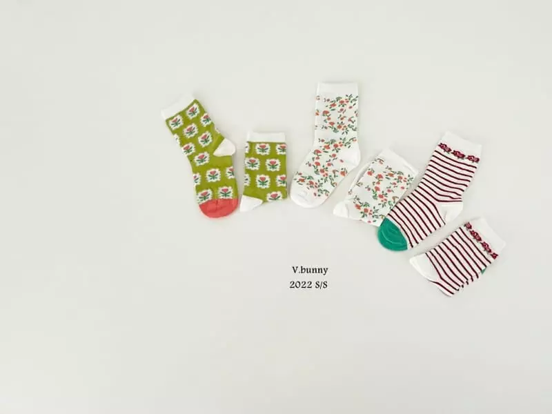 V Bunny - Korean Children Fashion - #designkidswear - Dan Flower Socks [set of 3] - 6