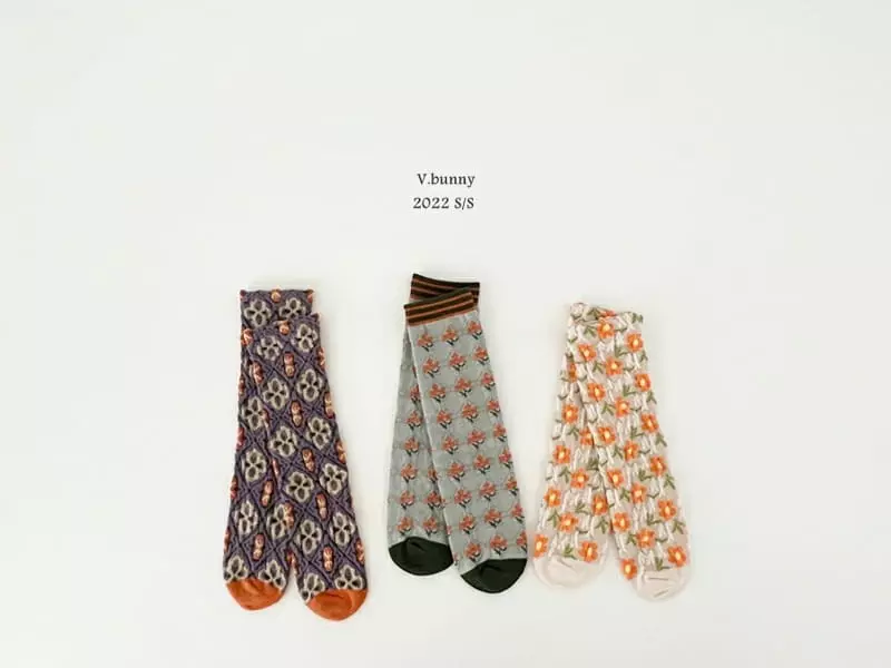 V Bunny - Korean Children Fashion - #designkidswear - Pansy Socks [set of 3] - 3