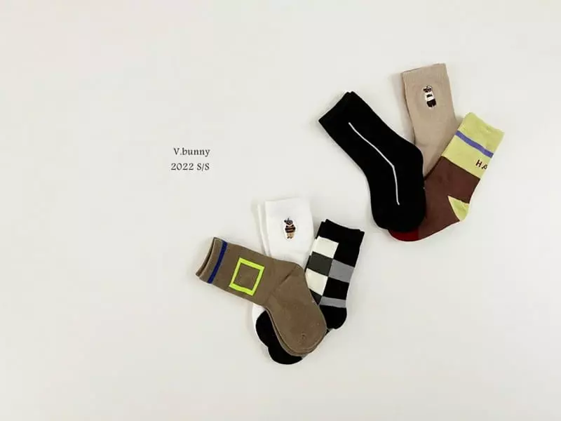 V Bunny - Korean Children Fashion - #designkidswear - Teddy Socks [set of 3] - 10