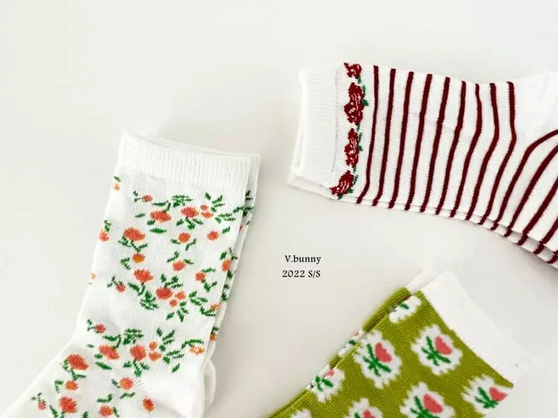 V Bunny - Korean Children Fashion - #discoveringself - Dan Flower Socks [set of 3] - 7