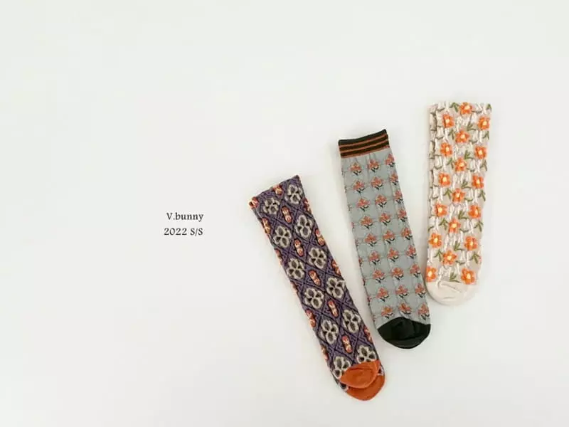 V Bunny - Korean Children Fashion - #fashionkids - Pansy Socks [set of 3] - 5