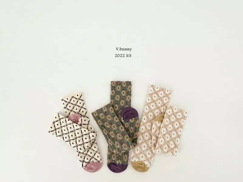 V Bunny - Korean Children Fashion - #kidsstore - Pansy Socks [set of 3] - 7