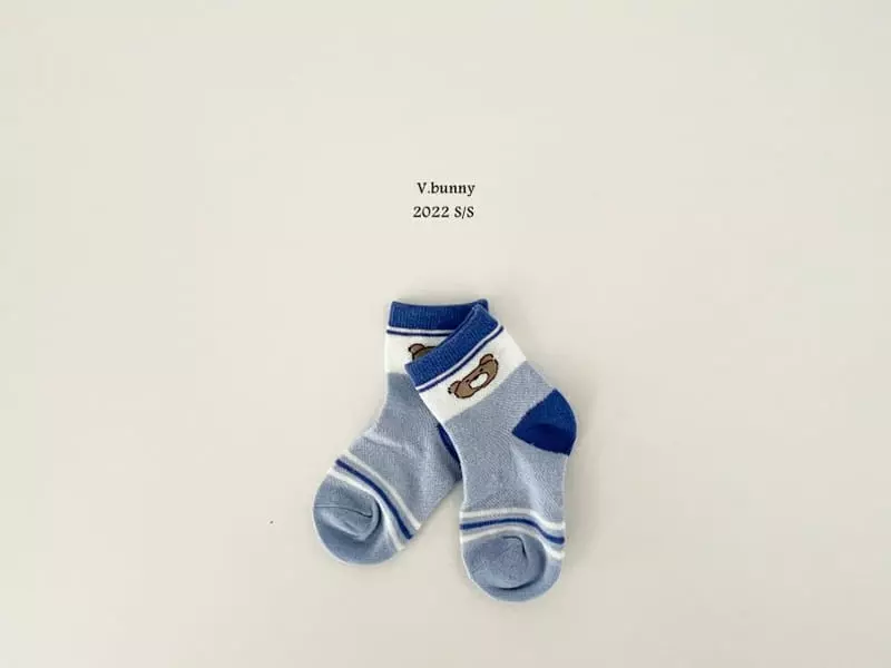 V Bunny - Korean Children Fashion - #kidsstore - Blue Bear Socks [set of 5] - 3