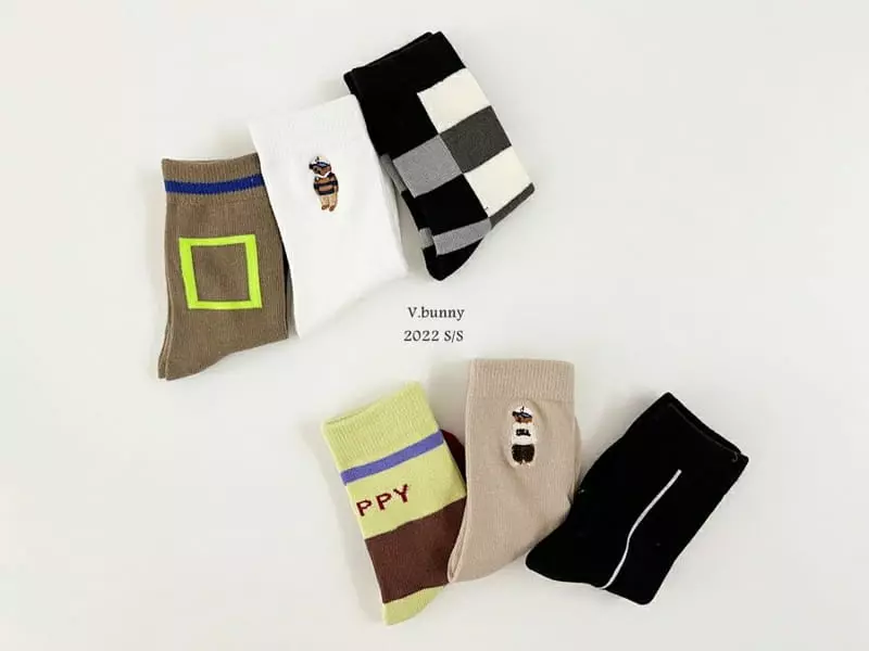 V Bunny - Korean Children Fashion - #kidzfashiontrend - Teddy Socks [set of 3]
