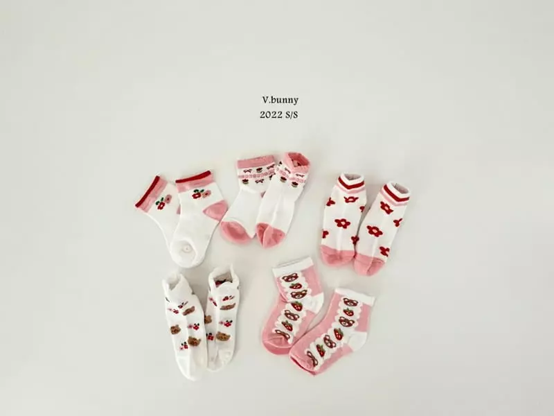 V Bunny - Korean Children Fashion - #littlefashionista - Strawberry Socks [set of 5] - 7