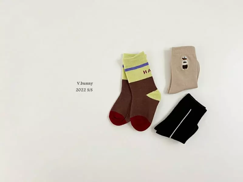 V Bunny - Korean Children Fashion - #littlefashionista - Teddy Socks [set of 3] - 3