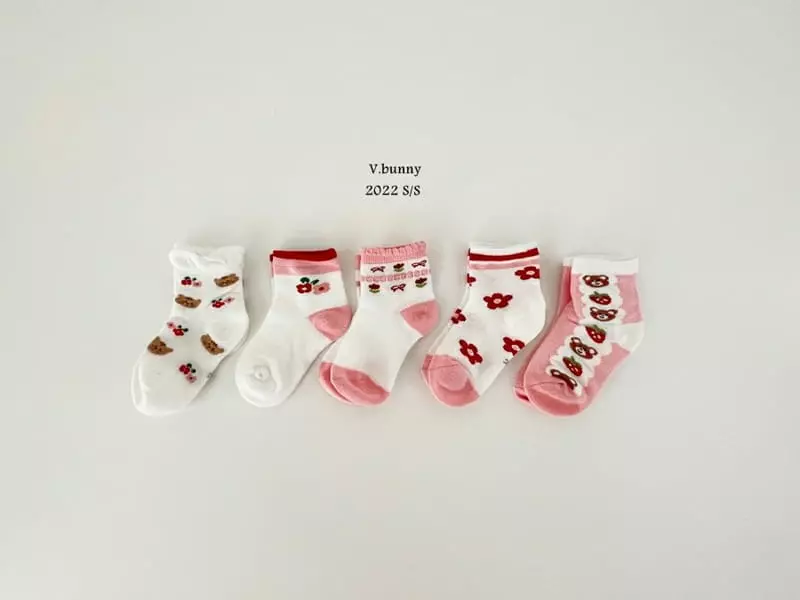 V Bunny - Korean Children Fashion - #magicofchildhood - Strawberry Socks [set of 5] - 8