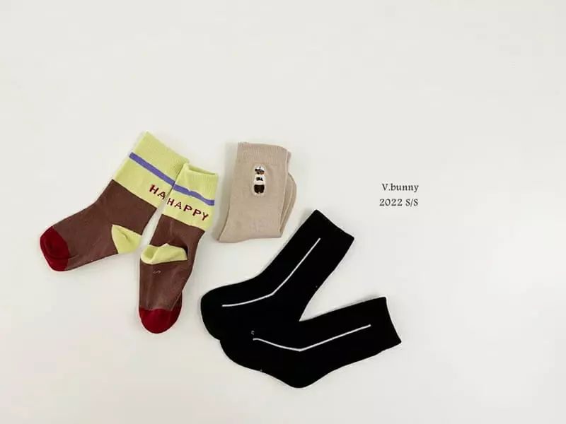 V Bunny - Korean Children Fashion - #littlefashionista - Teddy Socks [set of 3] - 4