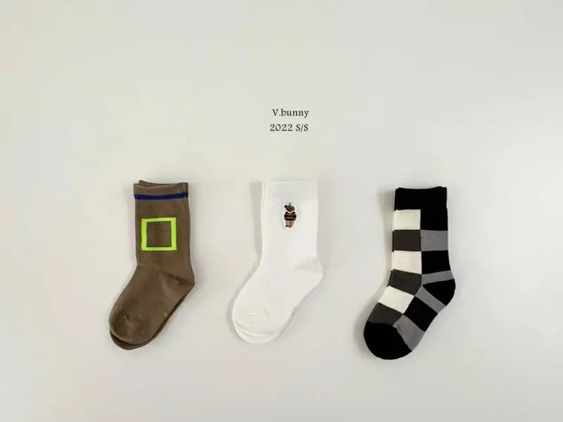 V Bunny - Korean Children Fashion - #minifashionista - Teddy Socks [set of 3] - 5