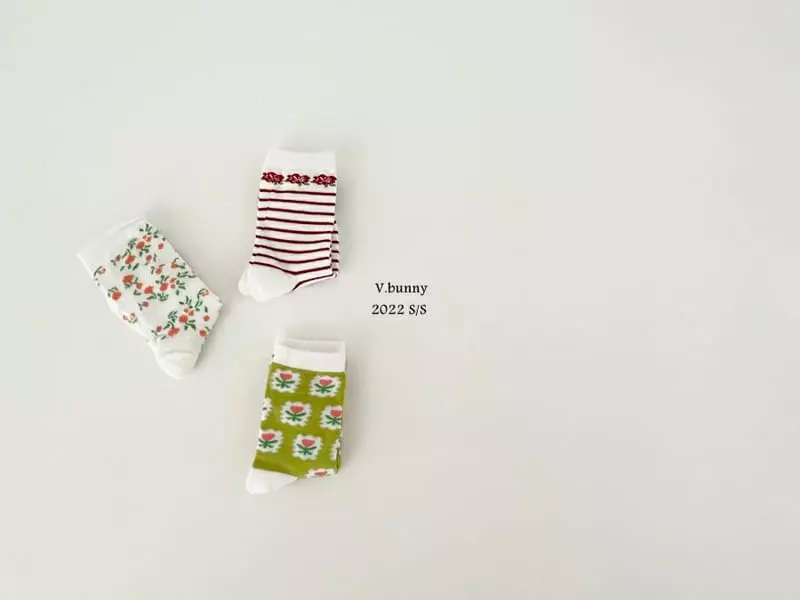 V Bunny - Korean Children Fashion - #toddlerclothing - Dan Flower Socks [set of 3] - 2