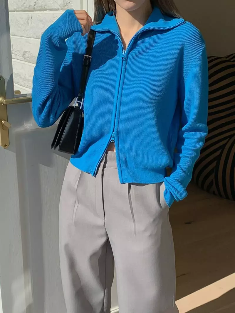Vaara - Korean Women Fashion - #restrostyle - Two Zipper Knit Tee