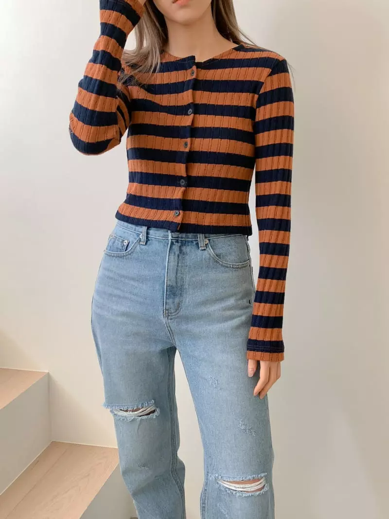 Vaara - Korean Women Fashion - #romanticstyle - Stripe cardigan - 3
