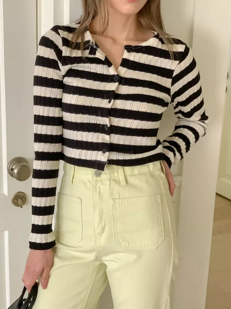 Vaara - Korean Women Fashion - #romanticstyle - Stripe cardigan - 4