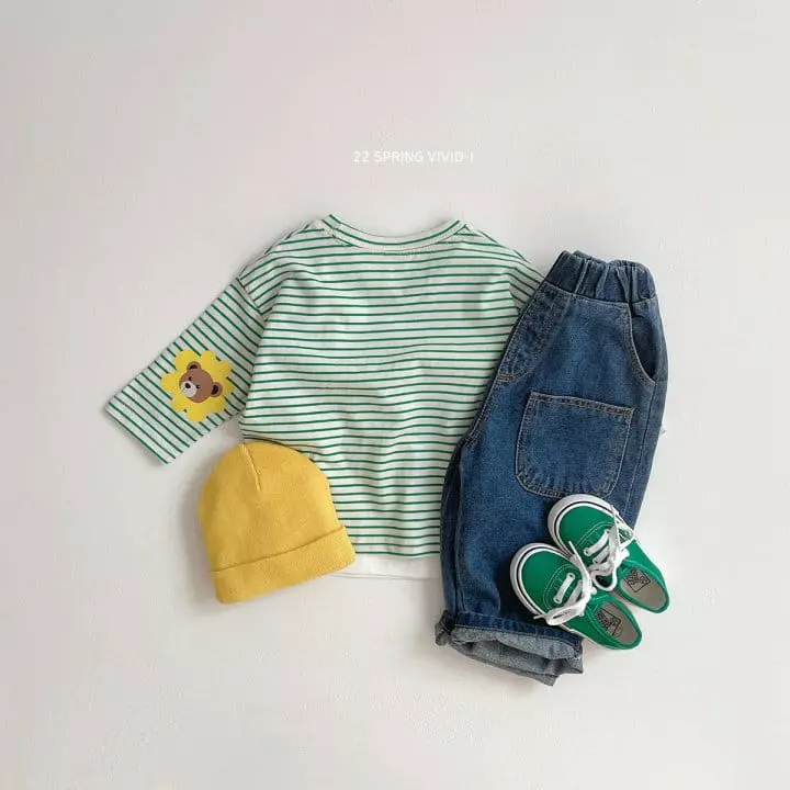 Vivid I - Korean Children Fashion - #kidzfashiontrend - Sun Flower Stripes Tee - 4