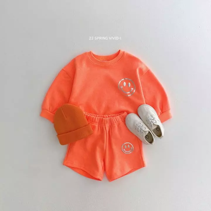 Vivid I - Korean Children Fashion - #childofig - Smile Shorts Top Bottom Set - 6