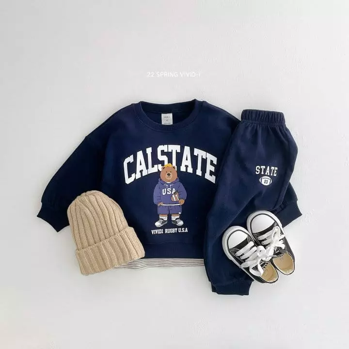 Vivid I - Korean Children Fashion - #childofig - Rugby Bear Top Bottom Set - 4
