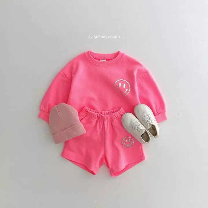 Vivid I - Korean Children Fashion - #childrensboutique - Smile Shorts Top Bottom Set - 7