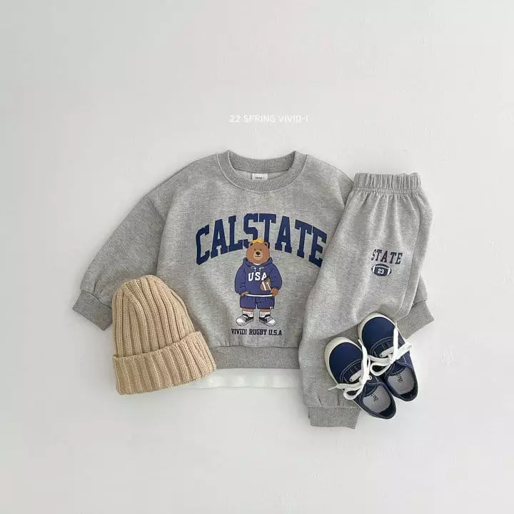 Vivid I - Korean Children Fashion - #childrensboutique - Rugby Bear Top Bottom Set - 5