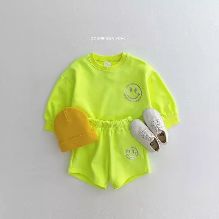 Vivid I - Korean Children Fashion - #designkidswear - Smile Shorts Top Bottom Set - 8