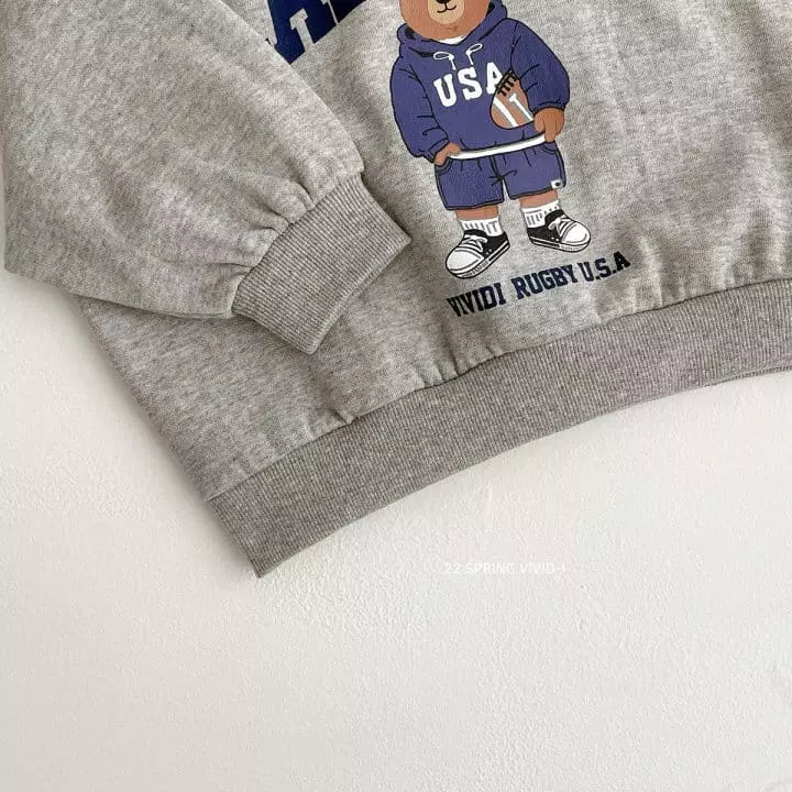 Vivid I - Korean Children Fashion - #fashionkids - Rugby Bear Top Bottom Set - 8