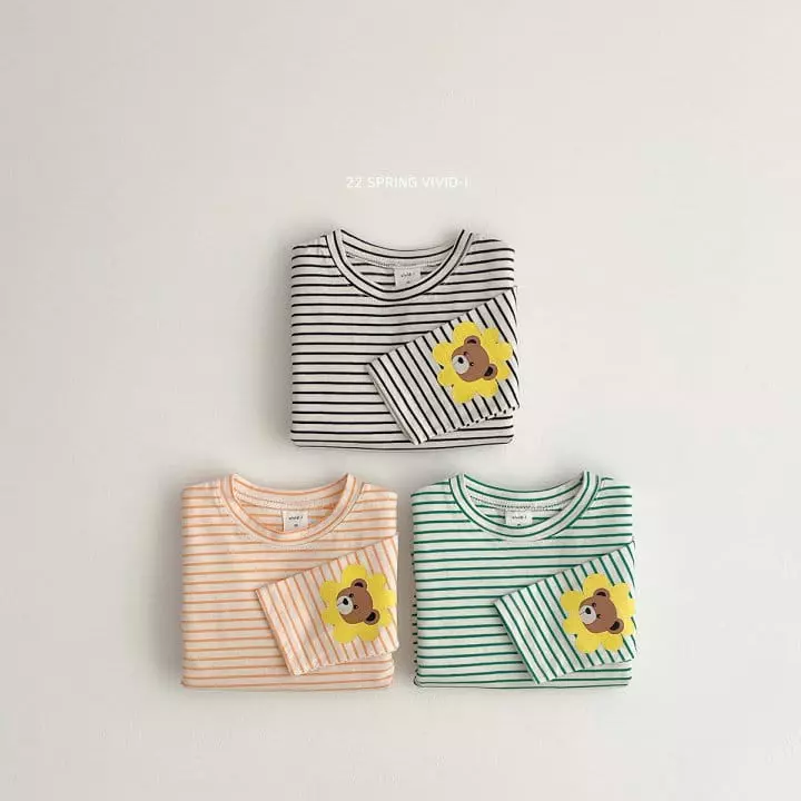 Vivid I - Korean Children Fashion - #kidsshorts - Sun Flower Stripes Tee