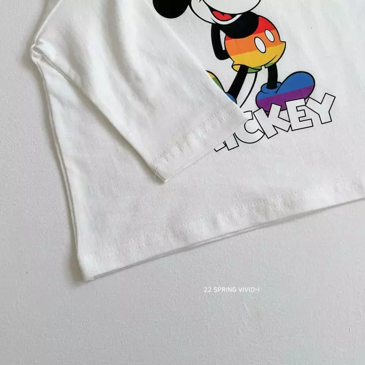 Vivid I - Korean Children Fashion - #kidsshorts - Color Disney Tee - 11