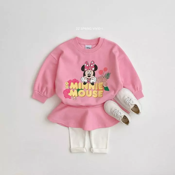 Vivid I - Korean Children Fashion - #kidsshorts - Disney Skirt Leggings Top Bottom Set - 2