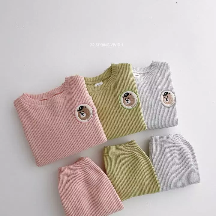 Vivid I - Korean Children Fashion - #kidsstore - Wapen Waffle Top Bottom Set