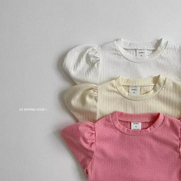 Vivid I - Korean Children Fashion - #kidzfashiontrend - Puff Sleeves Tee - 2
