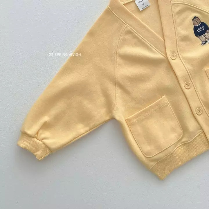 Vivid I - Korean Children Fashion - #kidzfashiontrend - Bear Embroidery Cardigan - 7