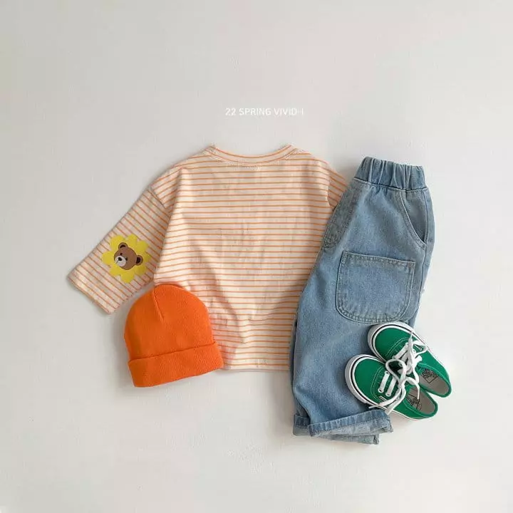Vivid I - Korean Children Fashion - #littlefashionista - Sun Flower Stripes Tee - 5