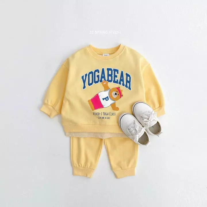 Vivid I - Korean Children Fashion - #littlefashionista - Tyoga Bear Top Bottom Set - 5