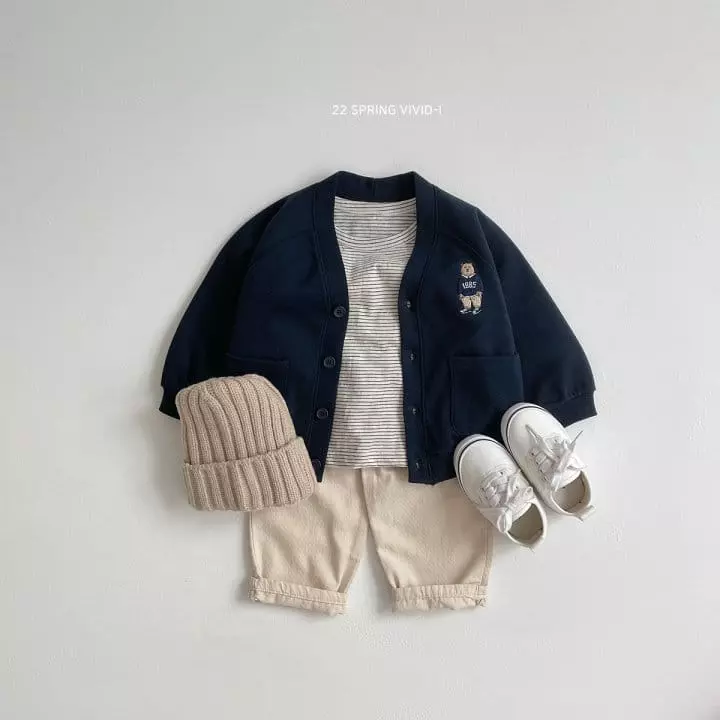 Vivid I - Korean Children Fashion - #magicofchildhood - Bear Embroidery Cardigan - 10