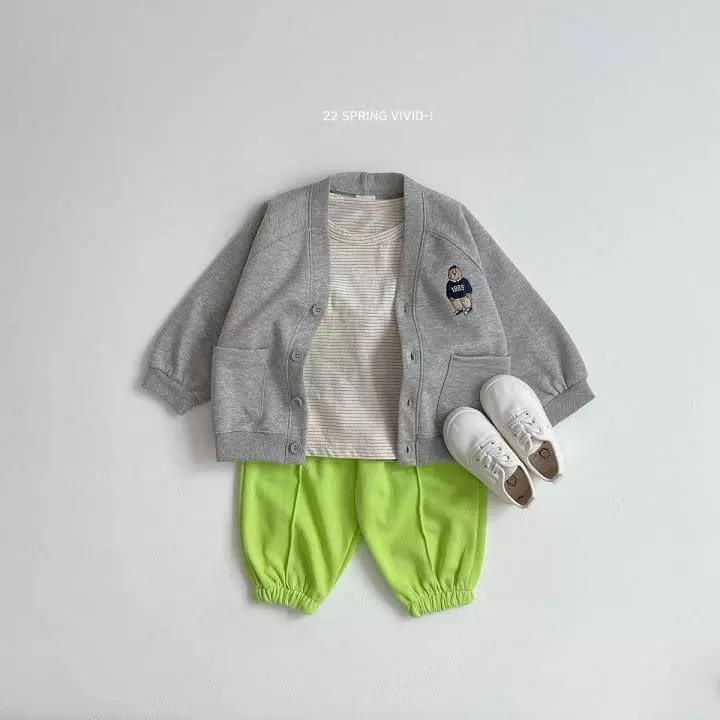 Vivid I - Korean Children Fashion - #minifashionista - Bear Embroidery Cardigan - 11