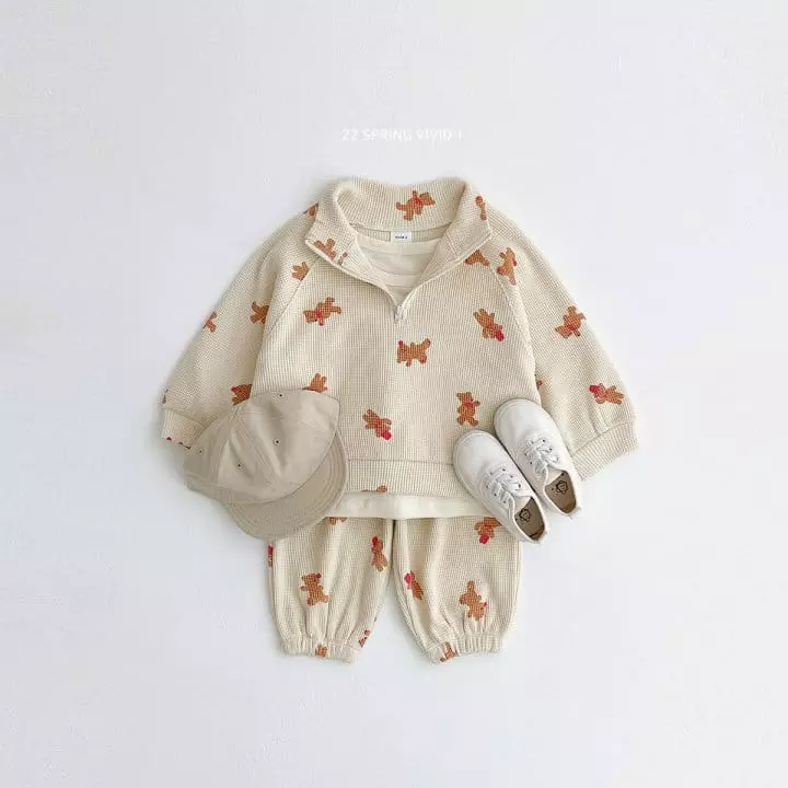 Vivid I - Korean Children Fashion - #minifashionista - Spring Waffle Top Bottom Set - 2