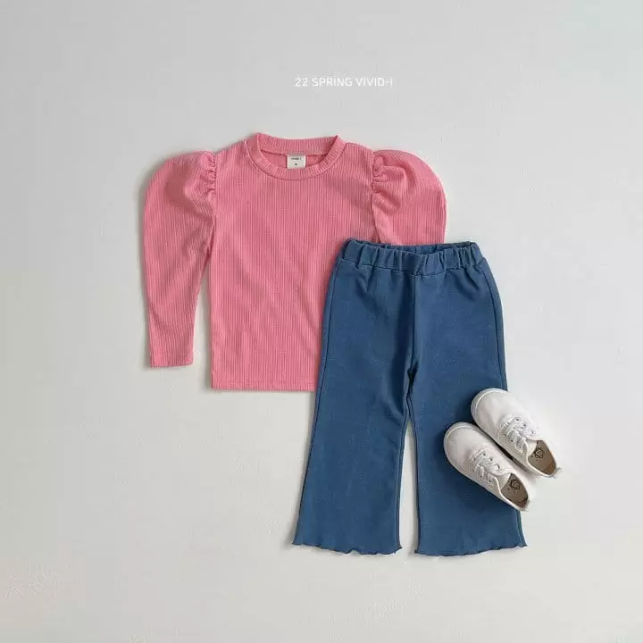 Vivid I - Korean Children Fashion - #prettylittlegirls - Puff Sleeves Tee - 7