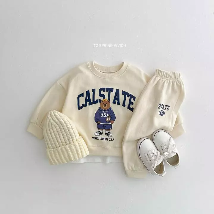Vivid I - Korean Children Fashion - #prettylittlegirls - Rugby Bear Top Bottom Set - 2